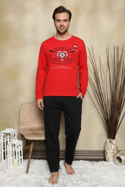 Mid West Baskılı Uzun Kollu Erkek Pijama Takımı - 1