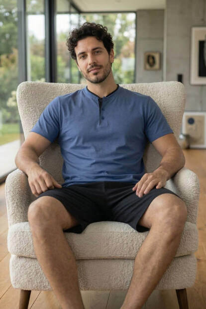 Midnight Steel Şortlu Pat Detaylı Elegant Erkek Pijama Takımı - 5