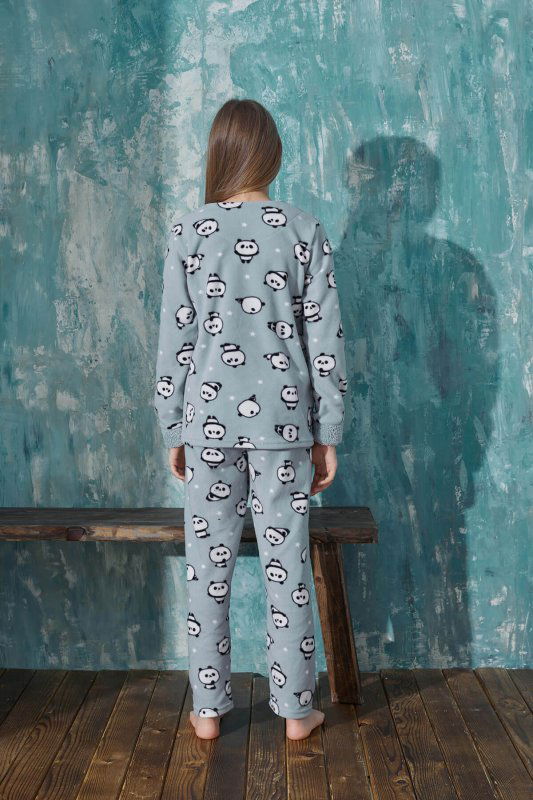 Mint Relax Panda Desenli Kız Çocuk Peluş Pijama Takım - Pijamaevi (3)