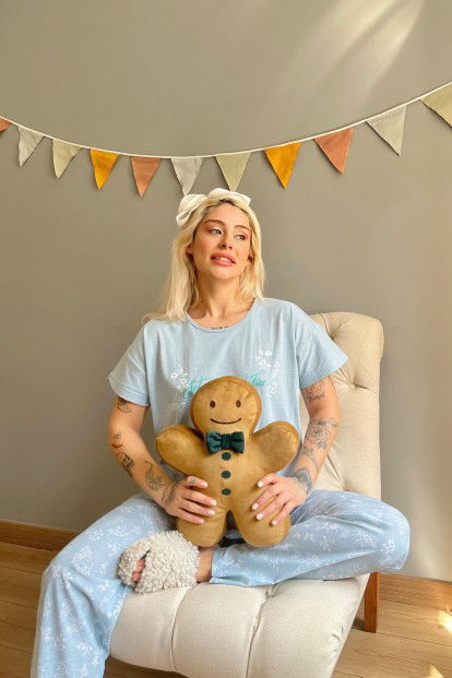 Mint Set Yourself Baskılı Kısa Kollu Kadın Pijama Takımı - 2