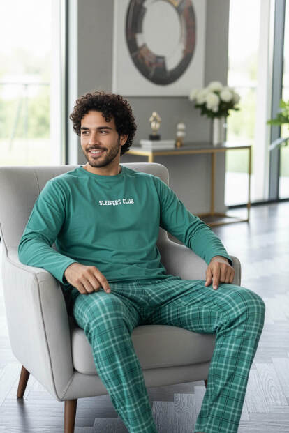 Mint Sleepers Stylish Erkek Uzun Kol Pijama Takımı - 4