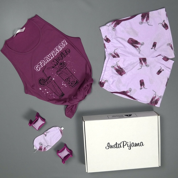 Mojito Desenli Şortlu Askılı Sıfır Kol Bayan Pijama Takımı - 2