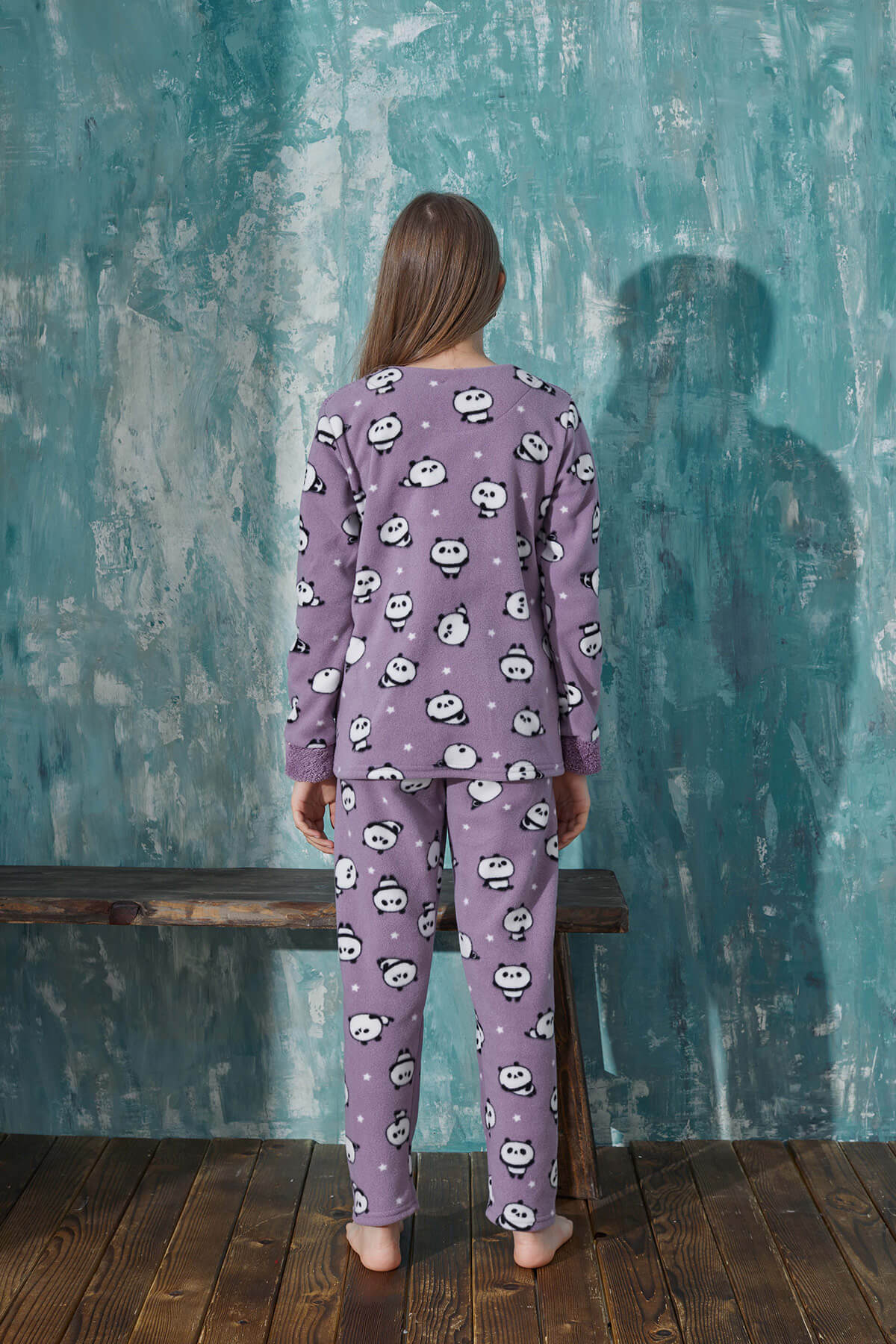 Mor Relax Panda Peluş Anne Kız Aile Pijaması - Kız Çocuk Takımı - Pijamaevi (3)