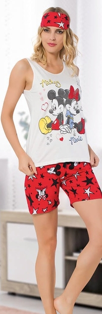 Mouse Desenli Kısa Kollu Pijama Takımı - DEFOLU - 1
