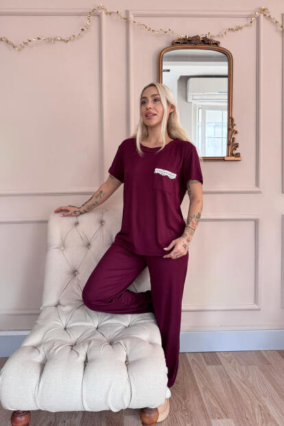 Mürdüm Dublin Kısa Kollu Dantelli Kadın Pijama Takımı - 6