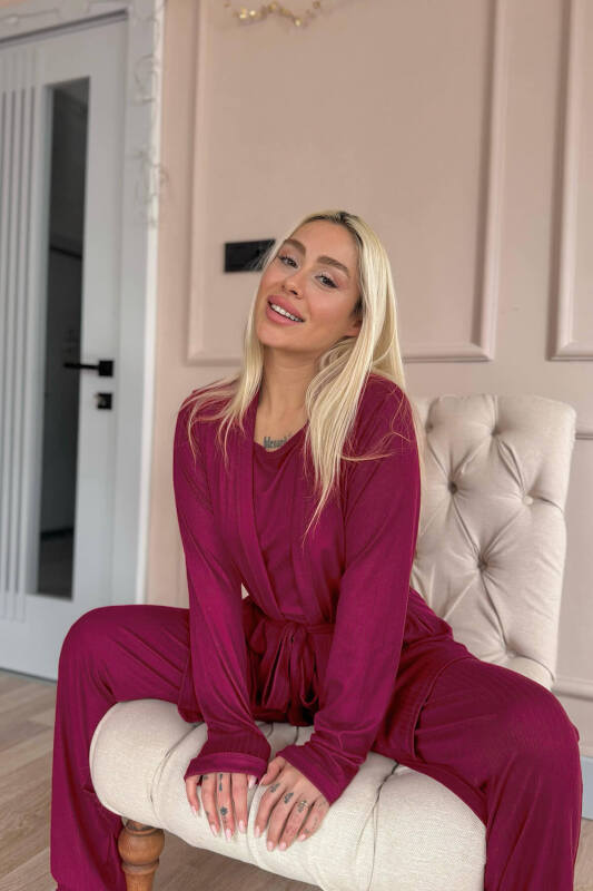 Mürdüm Dublin Sabahlıklı Kadın Pijama Takımı - Pijamaevi (2)