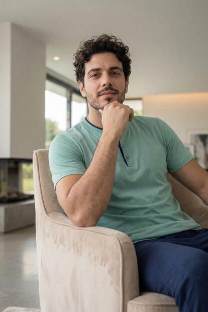 Muted Aqua Kısa Kollu Pat Detaylı Elegant Erkek Pijama Takımı - 6