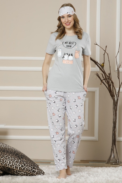 My Best Friend Desenli Kısa Kollu Kadın Pijama Takımı - 2