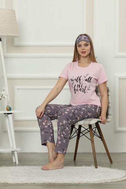 My Heart Desenli Kısa Kollu Kadın Pijama Takımı - 2