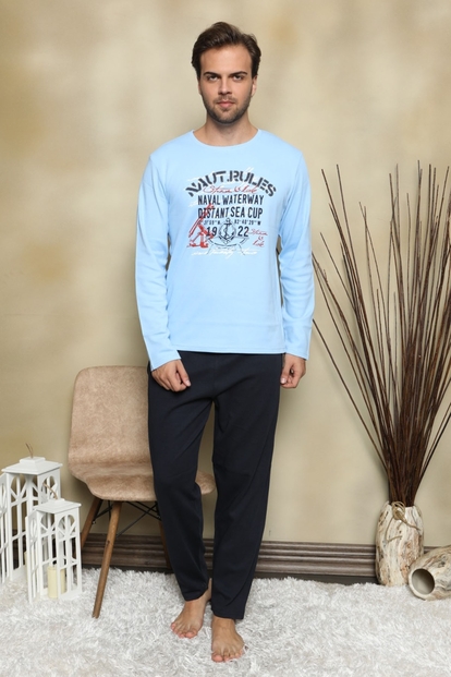 Nautrules Baskılı Uzun Kollu Erkek Pijama Takımı - 1