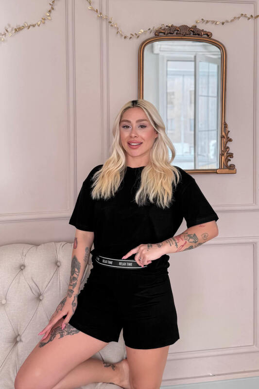 Nero Lusso Kısa Kollu Şortlu Bambu Kadın Pijama Takımı - Pijamaevi (1)