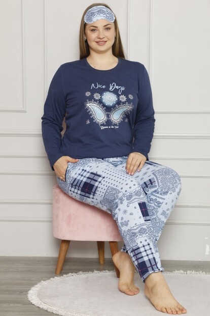Nice Days Baskılı Uzun Kol Büyük Beden Battal Pijama - 1