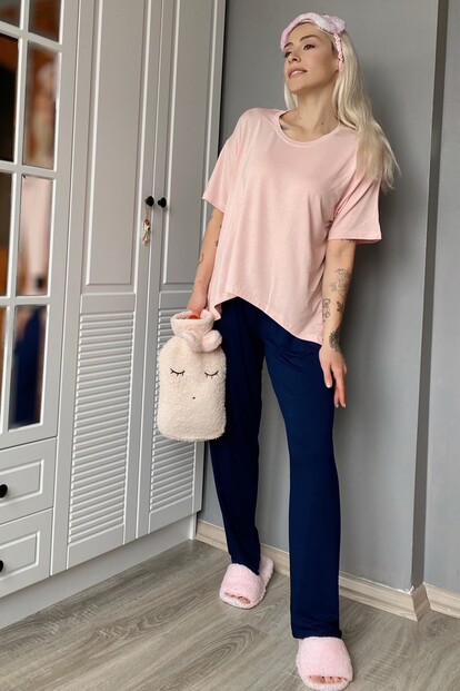 Örme Oval Yırtmaçlı Kadın Pijama Takımı - 2