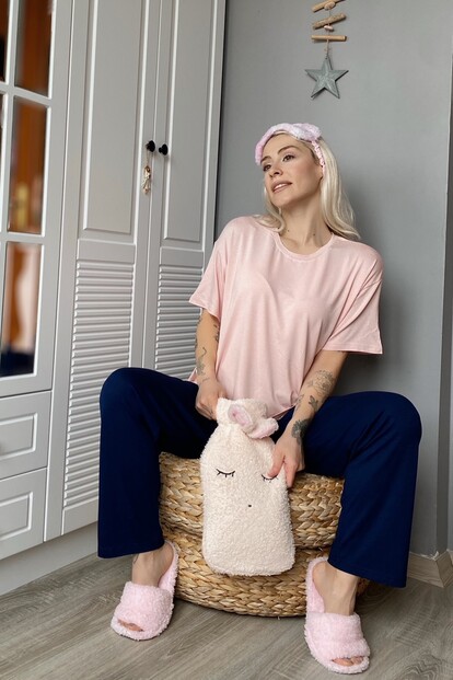 Örme Oval Yırtmaçlı Kadın Pijama Takımı - 3