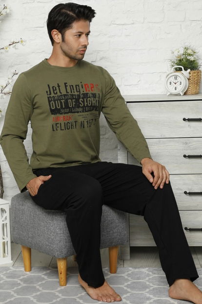 Out of Sight Baskılı Uzun Kollu Erkek Pijama Takımı - 1