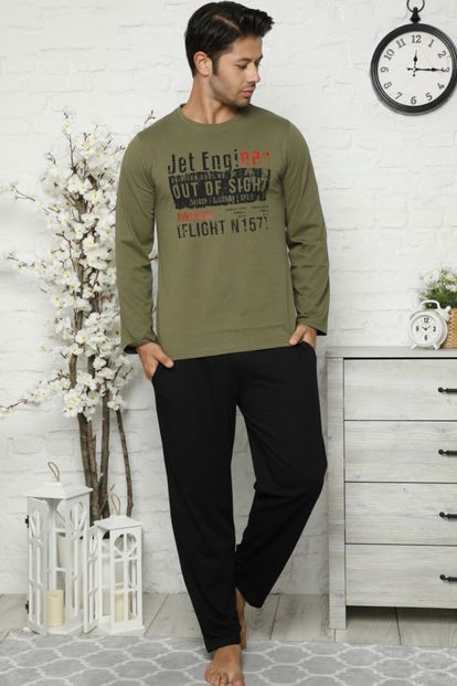 Out of Sight Baskılı Uzun Kollu Erkek Pijama Takımı - 2