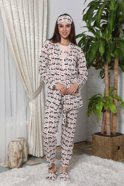 Panda Jump Desenli Sabahlıklı Pijama Takımı - 1