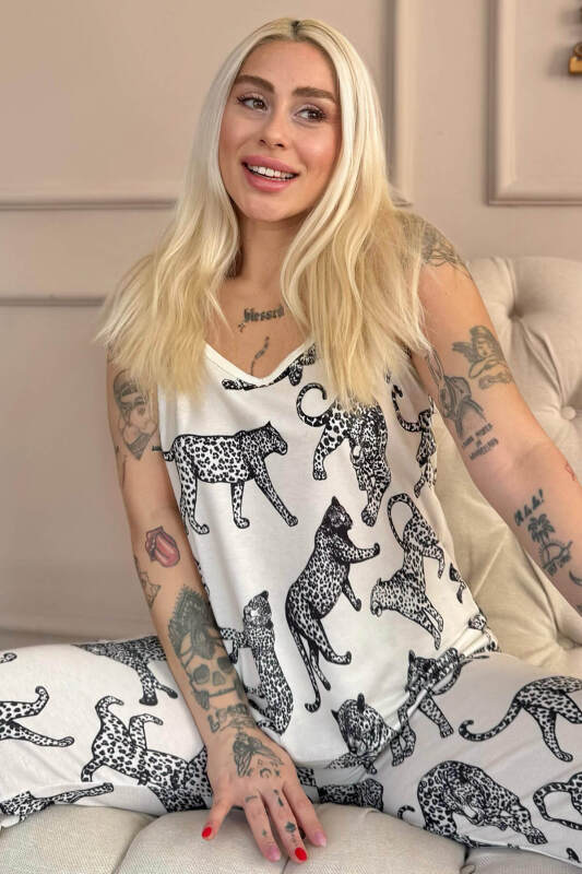 Panther Dantelli Ip Askılı Örme Kadın Pijama Takımı - Pijamaevi