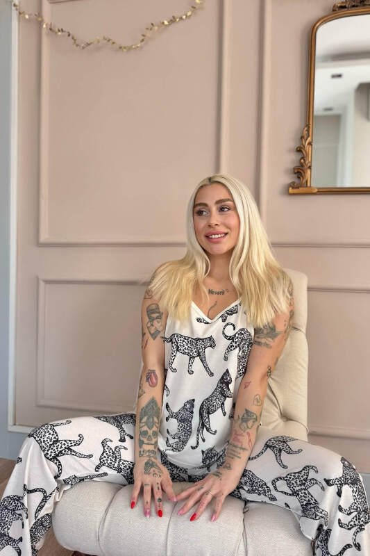 Panther Dantelli Ip Askılı Örme Kadın Pijama Takımı - Pijamaevi (2)