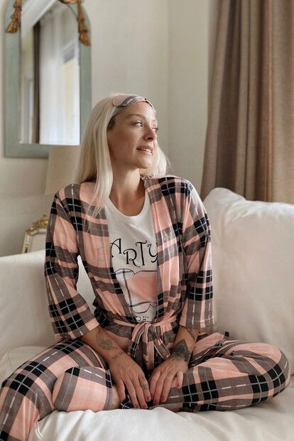 Party Baskılı Sabahlıklı Pijama Takımı - 2