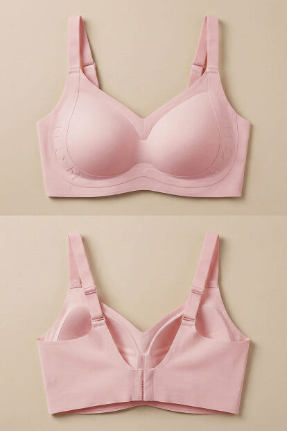 Pembe SilkAir Blush V-Neck Balensiz Sütyen – Geniş Askılı, İz Yapmayan - 7