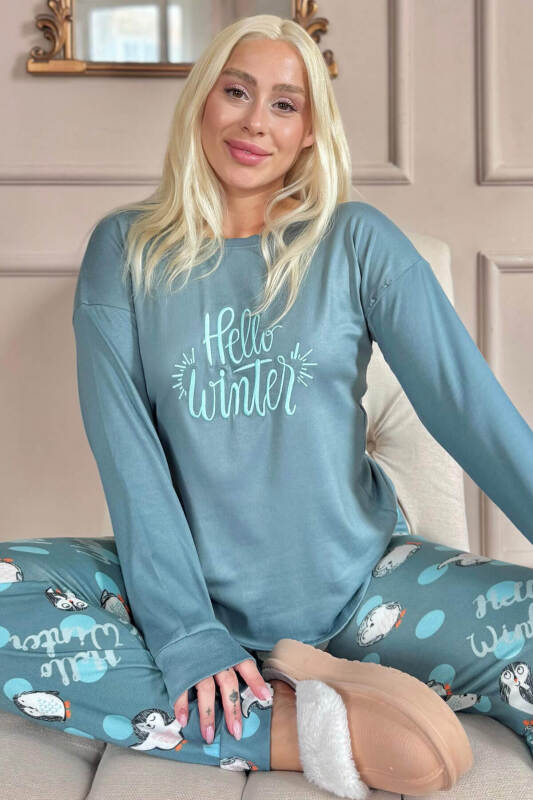 Penguen Winter Desenli Termal Kadın Pijama Takımı - Pijamaevi