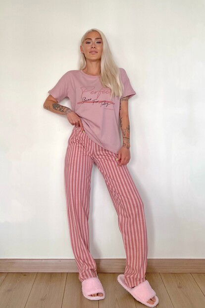 Perfect Baskılı Kısa Kollu Kadın Pijama Takımı - 4