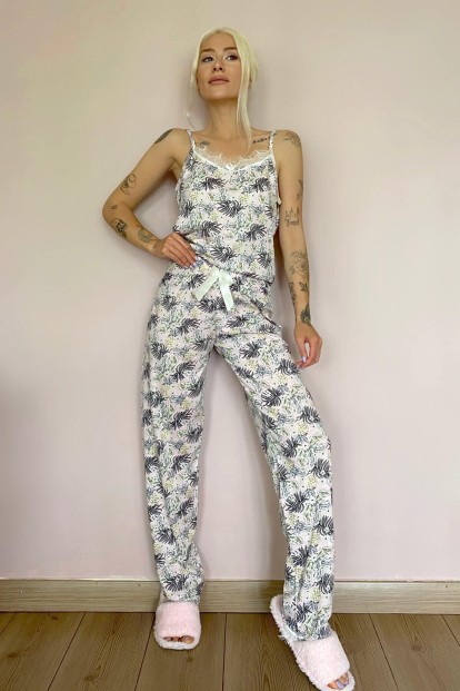Pine Dantelli İp Askılı Örme Kadın Pijama Takımı - 4