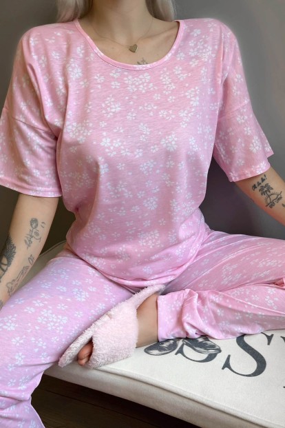 Pink Shamrock Baskılı Kısa Kollu Kadın Pijama Takımı - 4