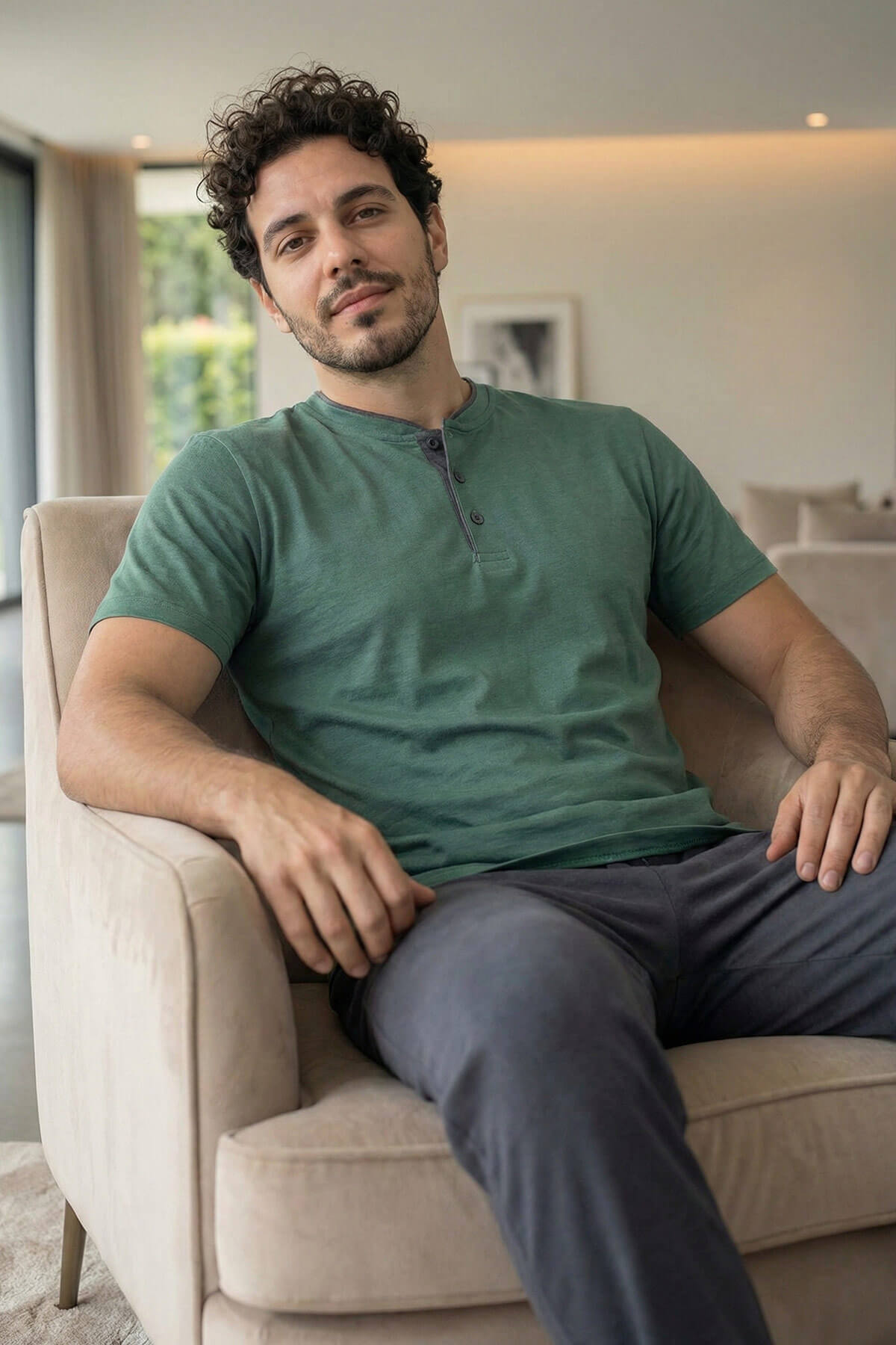 Premium Forest Kısa Kollu Pat Detaylı Elegant Erkek Pijama Takımı - Pijamaevi (3)