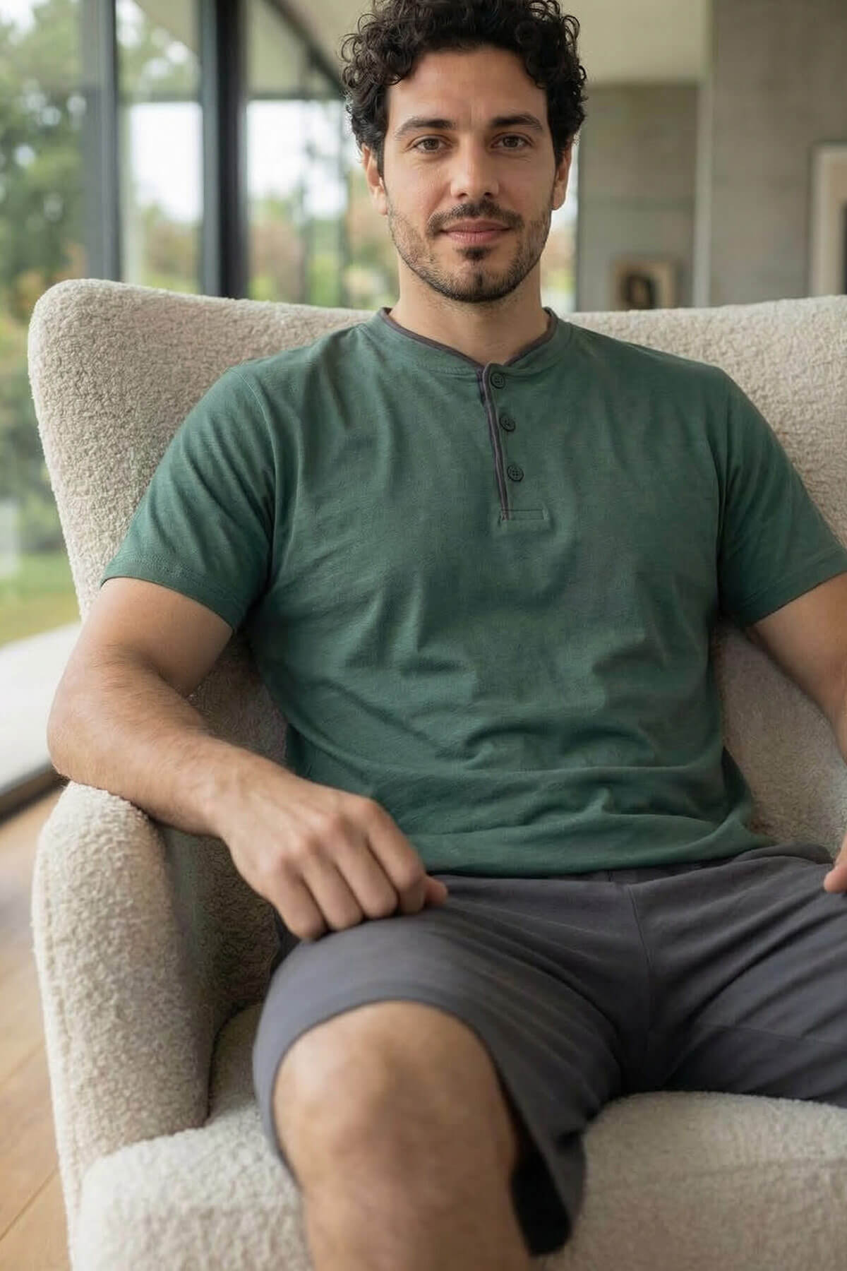 Premium Forest Şortlu Pat Detaylı Elegant Erkek Pijama Takımı - Pijamaevi (1)