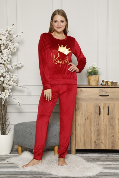 Princess Desenli Fransız Kadife Pijama Takımı - 1