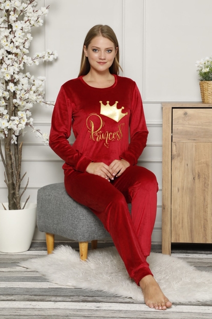Princess Desenli Fransız Kadife Pijama Takımı - 2