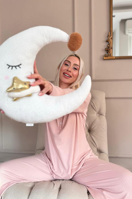 Pudra Dublin Uzun Kollu Patlı Kadın Pijama Takımı - Pijamaevi (3)