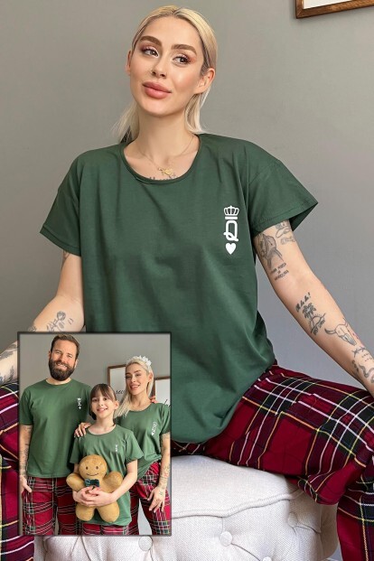 Queen Kısa Kol Sevgili Aile Pijaması - Kadın Takımı - 10