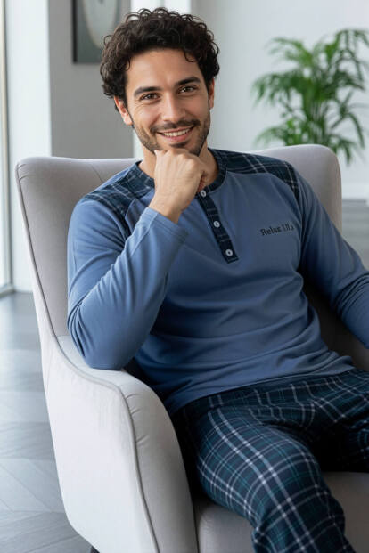 Relax Stylish Erkek Uzun Kol Pijama Takımı - 1