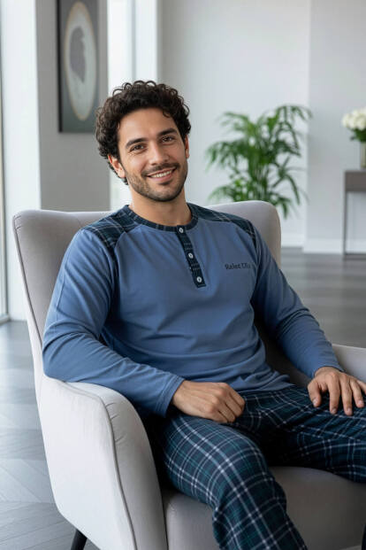 Relax Stylish Erkek Uzun Kol Pijama Takımı - 3