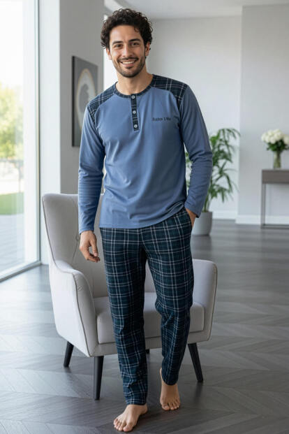 Relax Stylish Erkek Uzun Kol Pijama Takımı - 5