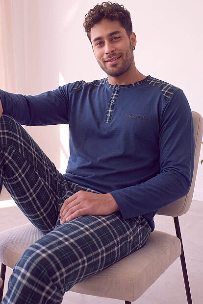 Relax Stylish Erkek Uzun Kol Pijama Takımı - 1