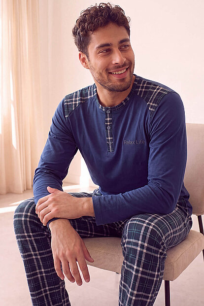 Relax Stylish Erkek Uzun Kol Pijama Takımı - 4