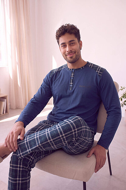 Relax Stylish Erkek Uzun Kol Pijama Takımı - 5