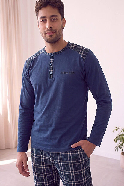 Relax Stylish Erkek Uzun Kol Pijama Takımı - 6
