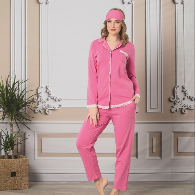 Rozoby Exclusive Önden Düğmeli Pijama Takımı - 1