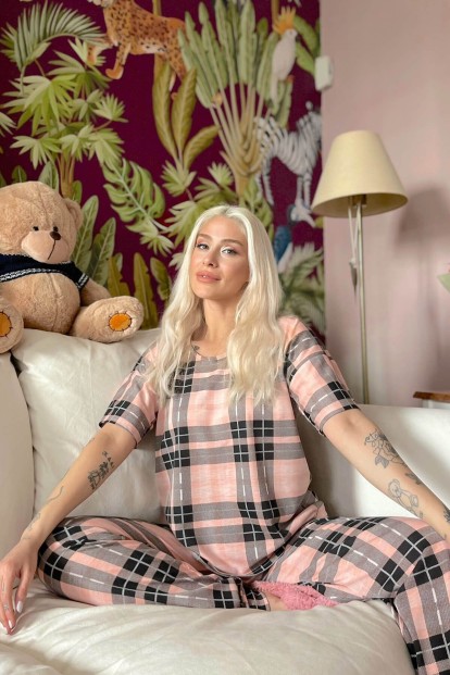 Salmon Frame Baskılı Kısa Kollu Kadın Pijama Takımı - 2