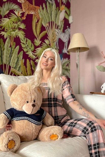 Salmon Frame Baskılı Kısa Kollu Kadın Pijama Takımı - 3