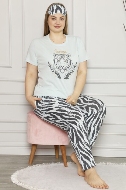 Savage Baskılı Kısa Kol Büyük Beden Battal Pijama Takımı - 1
