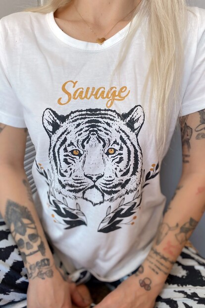 Savage Baskılı Sabahlıklı Pijama Takımı - 6