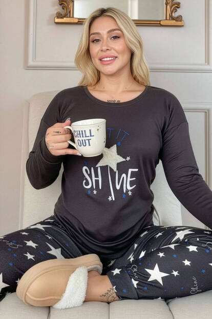 Shine Desenli Termal Kadın Pijama Takımı 