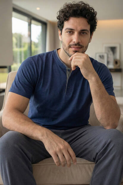 Signature Navy Kısa Kollu Pat Detaylı Elegant Erkek Pijama Takımı 