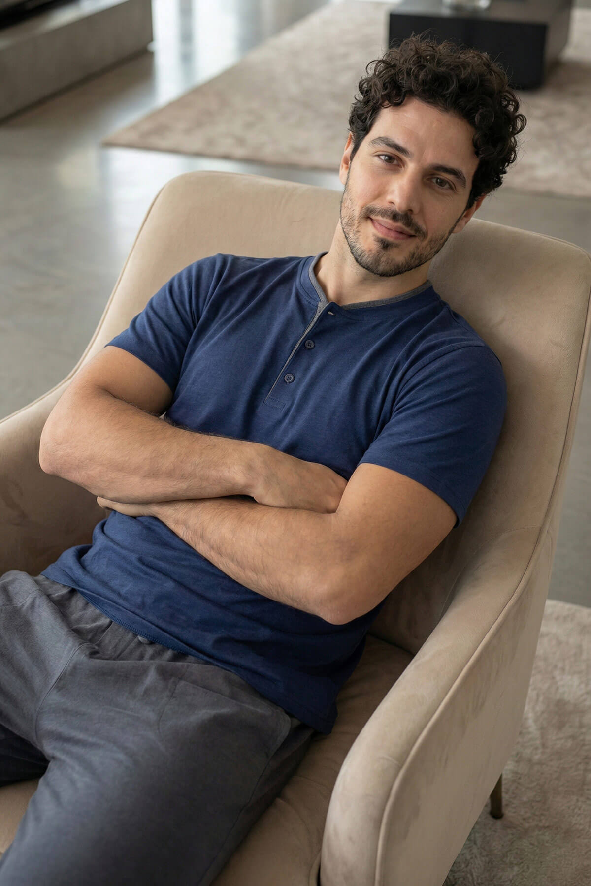 Signature Navy Kısa Kollu Pat Detaylı Elegant Erkek Pijama Takımı - Pijamaevi (1)